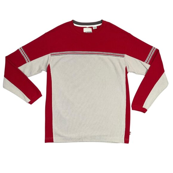 Point Zero Sweater Mens Large L Red Gray Pullover Striped Sweatshirt Vintage Y2K - Picture 1 of 9